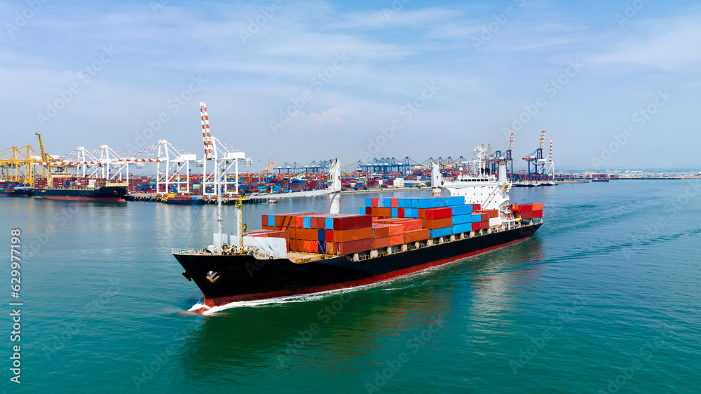 container cargo ship import export global business and industry commercial trade logistic and transportation of international by container cargo ship in the open sea, Container cargo freight shipping,