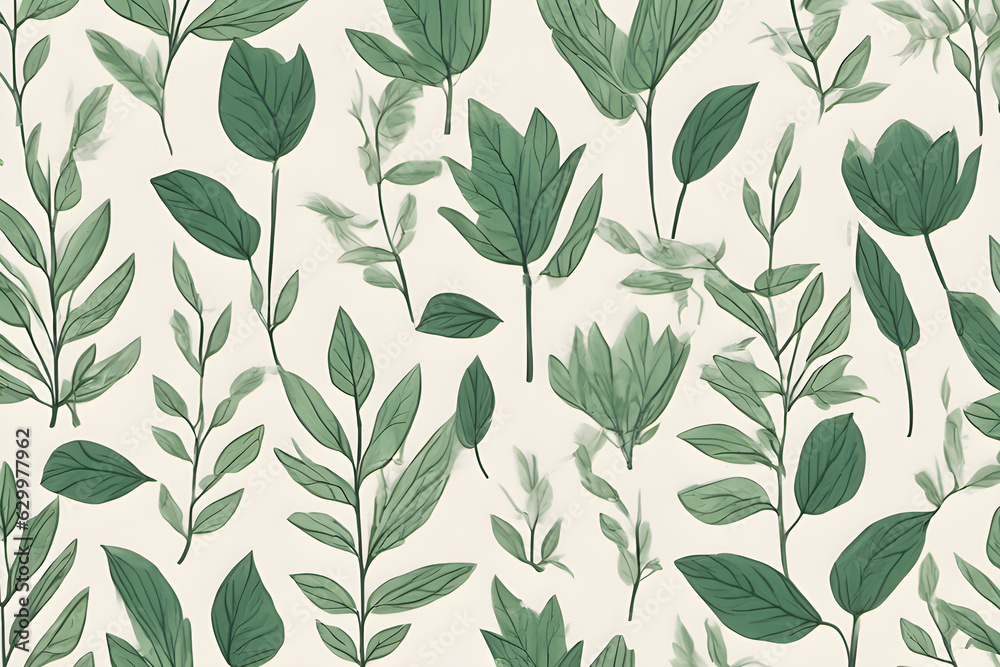 green plant and leafs pattern pencil hand drawn green plant and leafs pattern pencil hand drawn
