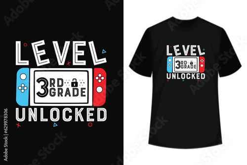 Hello 3rd Grade Level Unlocked Video Game Back to School Boy T-Shirt