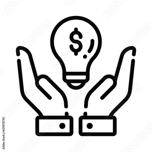 Dollar inside bulb depicting innovative idea, financial idea icon design