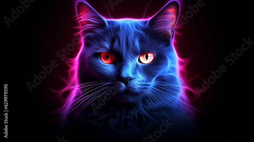 gato arte neon abstrata 