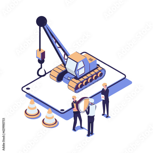 Building safety flat style isometric illustration design