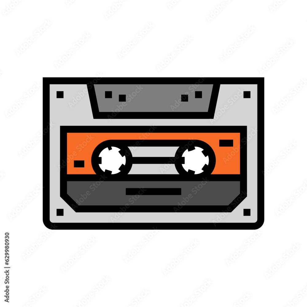 cassette tape retro music color icon vector. cassette tape retro music sign. isolated symbol illustration