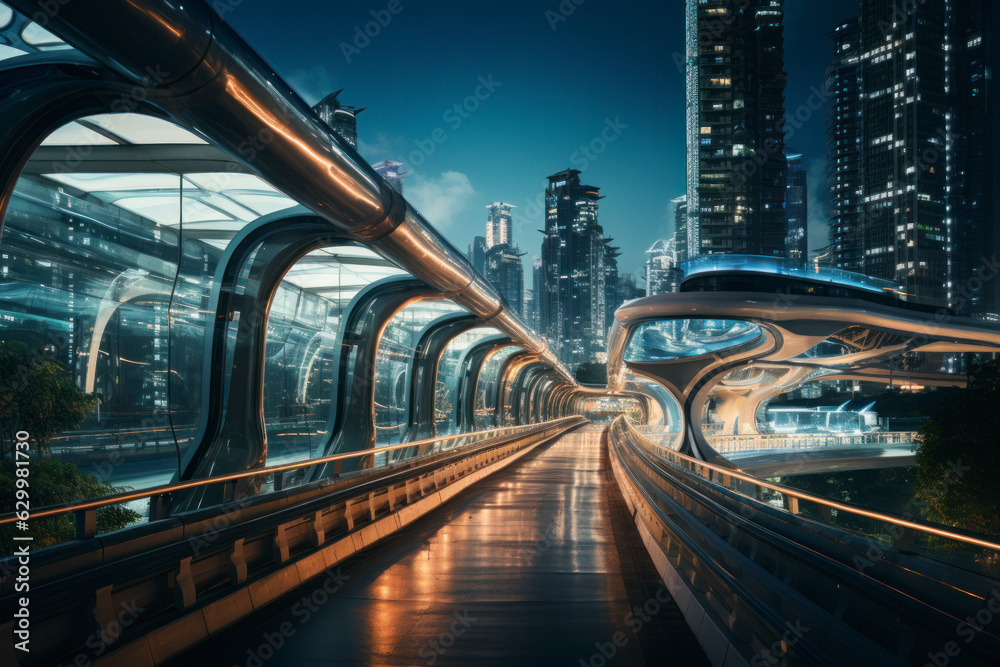 Fototapeta premium empty floor with modern bridge