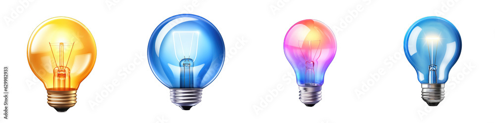 Fototapeta premium Idea bulb clipart collection, vector, icons isolated on transparent background