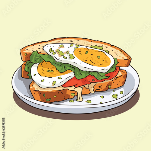 avocado toast vector flat minimalistic isolated illustration