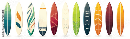 surfboard set vector flat minimalistic isolated illustration