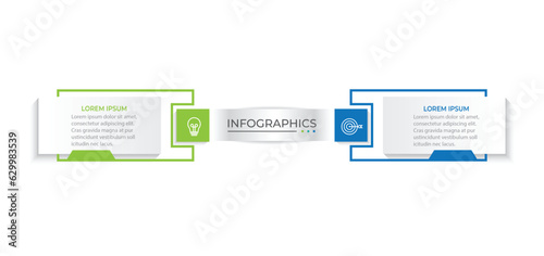 Vector infographic thin line design with marketing icons. Business concept with 2 options, steps or processes.
