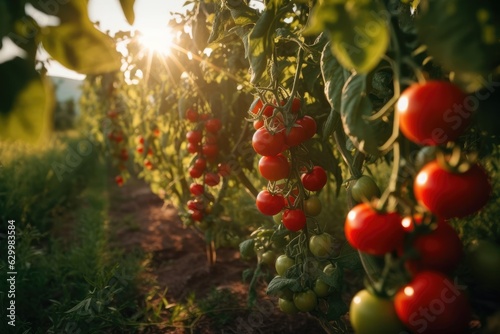 Tomato field inside a farm - Rural landscape