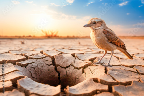 A wild bird in its natural habitat, highlighting the delicate balance of nature and the importance of preserving arid ecosystems for wildlife.