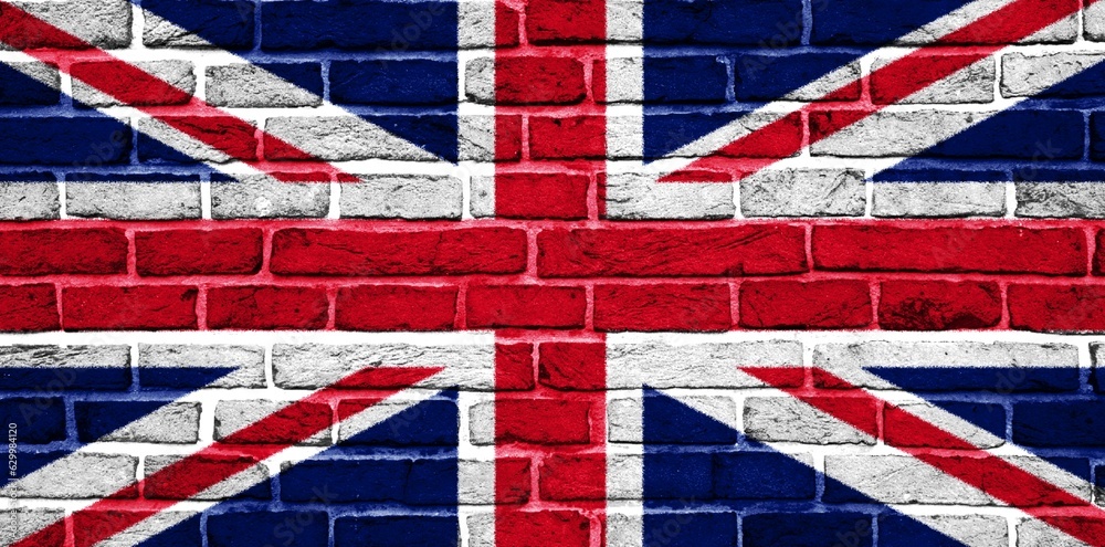 Fototapeta premium illustration of the united kingdom flag painted on the wall