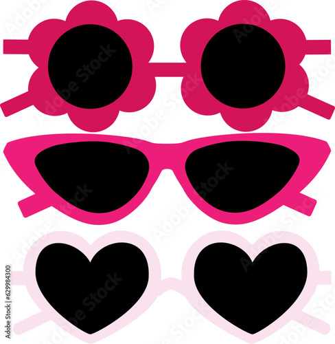 Vector illustration of set vintage glasses. Retro suglasses clipart