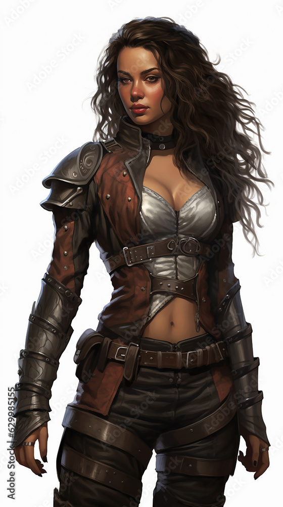 Ilustração de uma guerreira sexy em armadura de couro Ilustração de uma guerreira sexy em armadura de couro