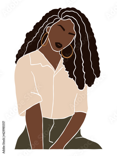Abstract beautiful black woman portrait illustration. Vector illustration.