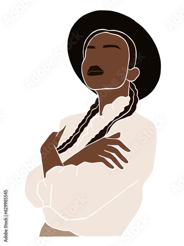 Abstract beautiful black woman portrait illustration. Vector illustration.