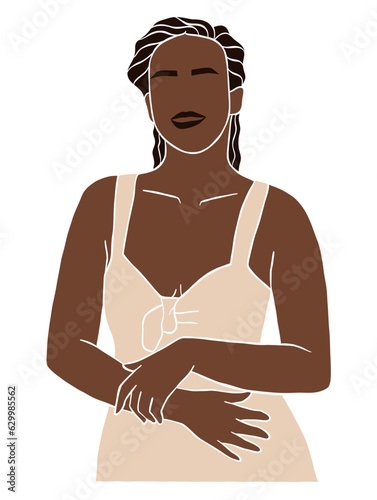 Abstract beautiful black woman portrait illustration. Vector illustration.