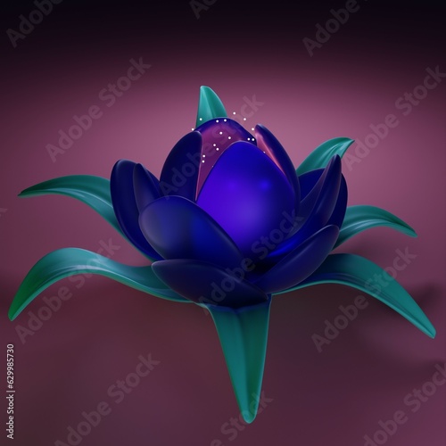 Beautiful abstract flower, bud with petals. 3D illustration