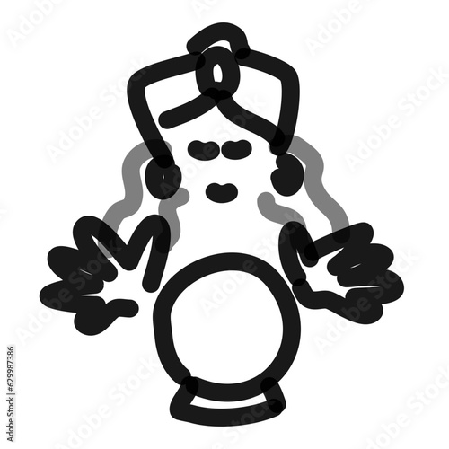 fortune teller with crystal ball simple line art vector doodle