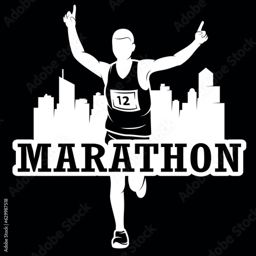 boy win in marathon race vector file