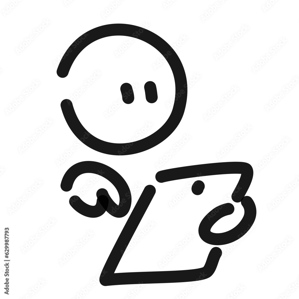 person browsing a tablet simple line art vector doodle person browsing a tablet simple line art vector doodle