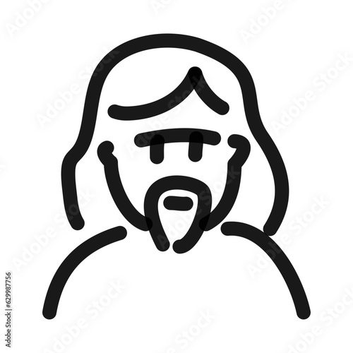 long hair bearded dude line art doodle