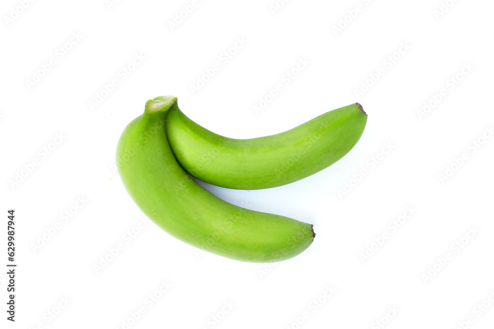 Raw banana isolated on white background.