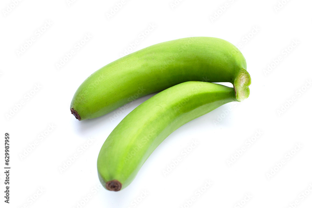 Raw banana isolated on white background. Raw banana isolated on white background.
