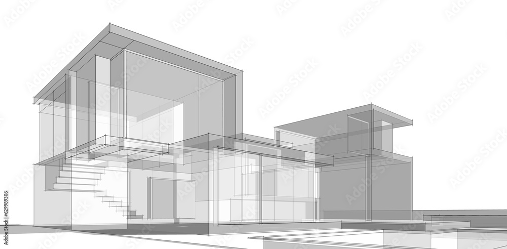 house building sketch architecture 3d illustration house building sketch architecture 3d illustration