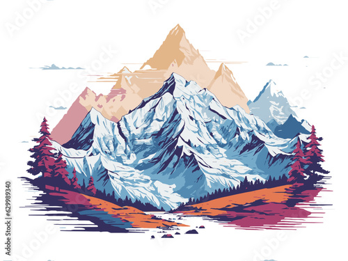 mountain landscape panorama silhouette vector background illustration