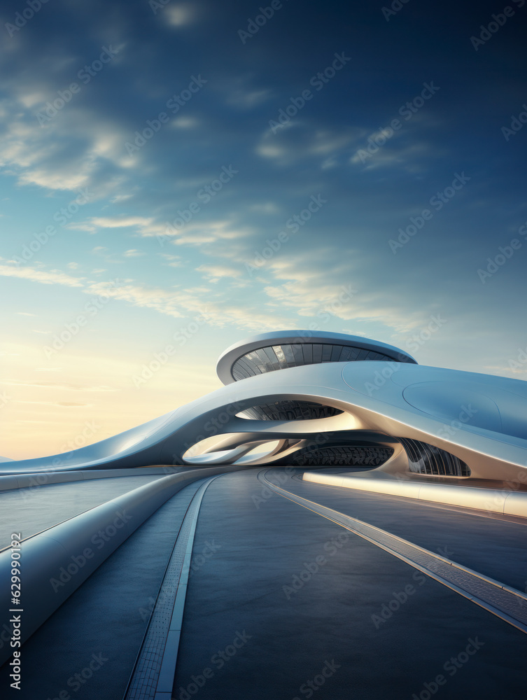 Fototapeta premium empty road with modern building.