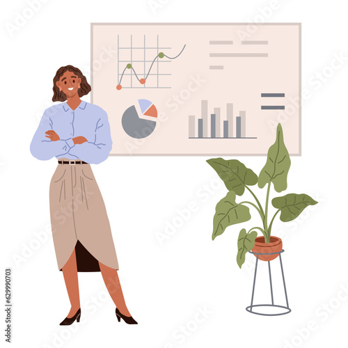 People office work. Vector illustration. A worker employee respects opinions and ideas of their colleagues in office work People in office work under leadership of office manager who inspires them