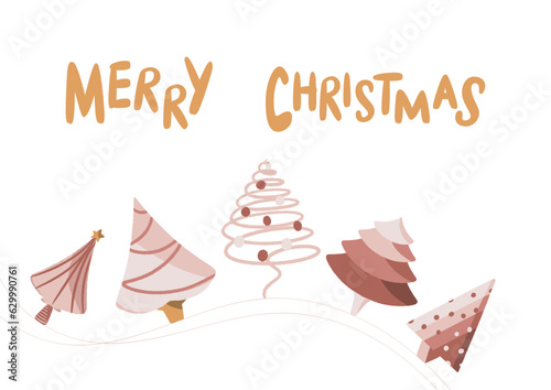 Carte postale de guirlande de sapin sur fond blanc