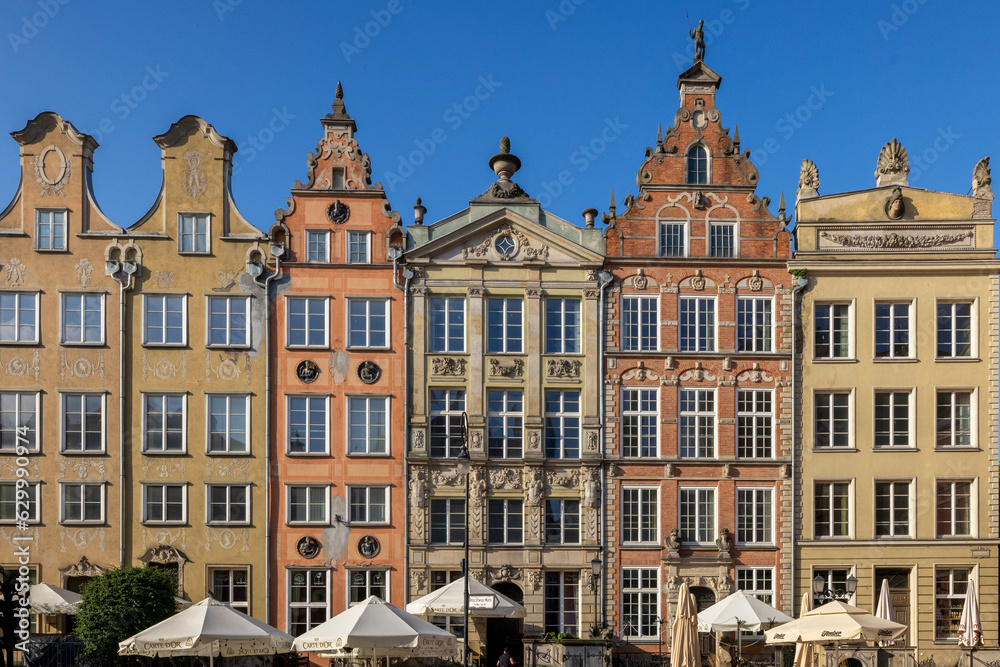 Langer Markt, Altstadt, Rechtstadt, Danzig, Polen < english> long market, old town, Gdansk, Poland - obrazy, fototapety, plakaty 