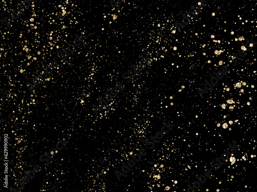Vector Ink golden blots grunge urban background. Dust overlay, distress grain. Gold paint splatter , dirty, poster for your design.