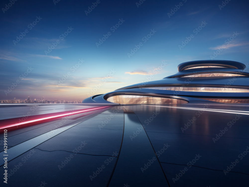 Obraz premium empty road with modern building