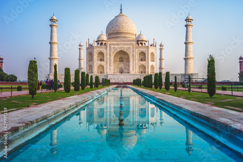 Facade view of Taj Mahal in Agra, India