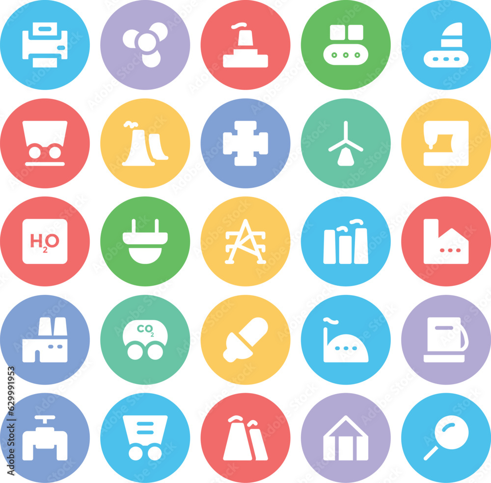 Pack of Industry Objects Bold Circular Icons 

