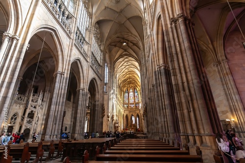 The nave and the altar of St. Vitus Cathedral, Prague