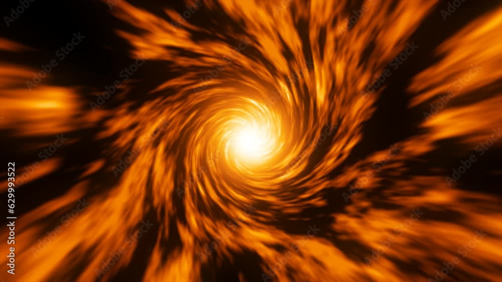 Abstract portal magical hypnotic hypnotic energy space fire storm tunnel vortex shape hyperspace incredible bright glowing futuristic with effect in orange color.