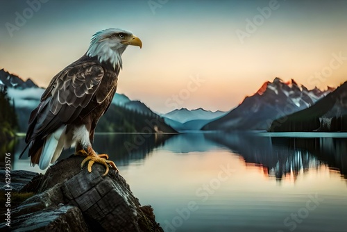 eagle in the sunset