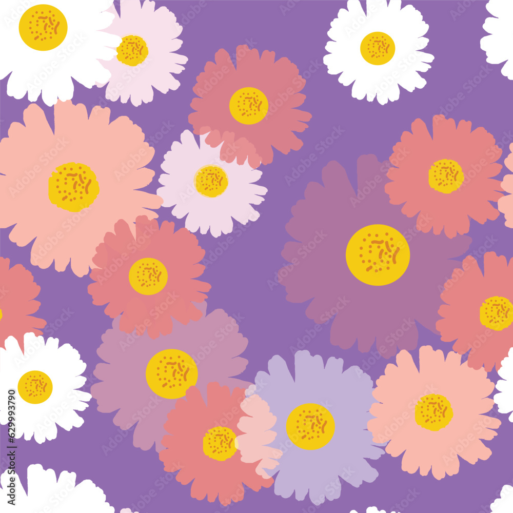 Fototapeta premium Abstract colorful seamless background with daisy pattern