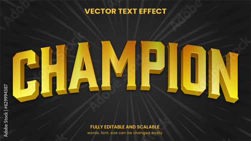 Stampa su tela champion victory winner gold metallic editable text effect