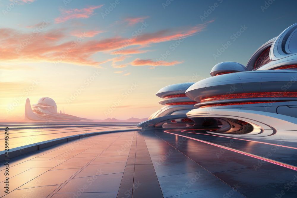 Obraz premium empty floor with modern building.