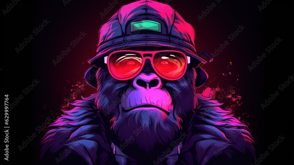 Neon gorilla portrait Neon gorilla portrait