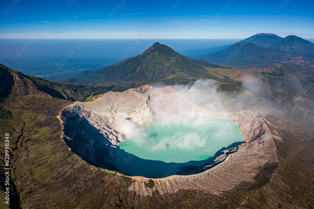 Aerial view of Ijen crater lake, Java, Indonesia