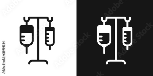 Medical intravenous drip vector icon. IV drip, infusion bag sign