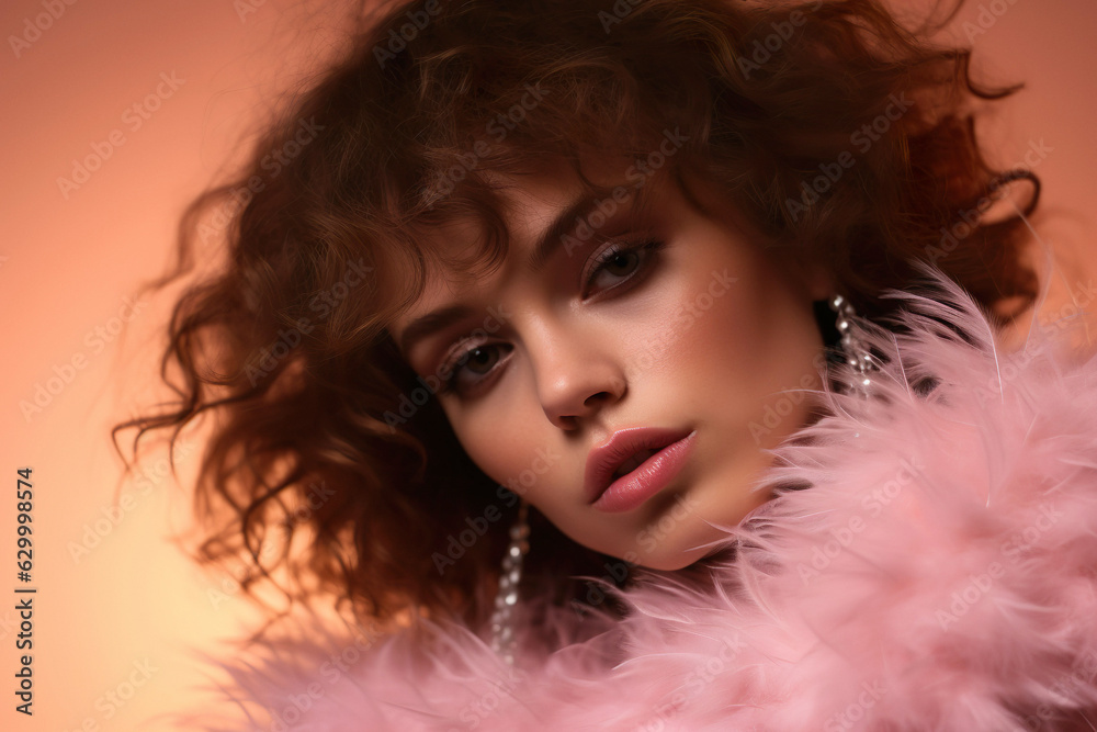 Beauty portrait of a pretty party girl with curly hair. Beauty portrait of a pretty party girl with curly hair.