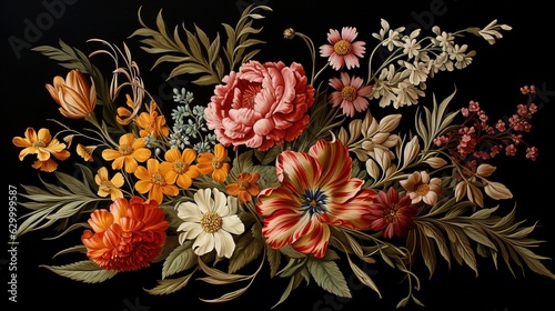 Wallpaper Mural black background with beautiful bouquet Torontodigital.ca