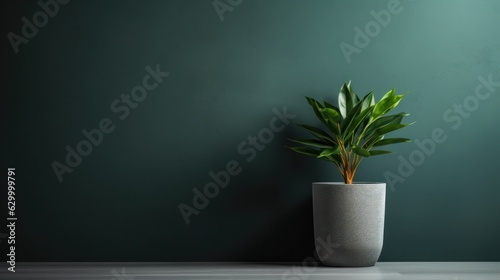 Plant in pot against dark wall