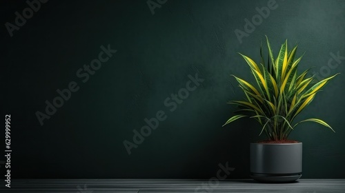 Plant in pot against dark wall
